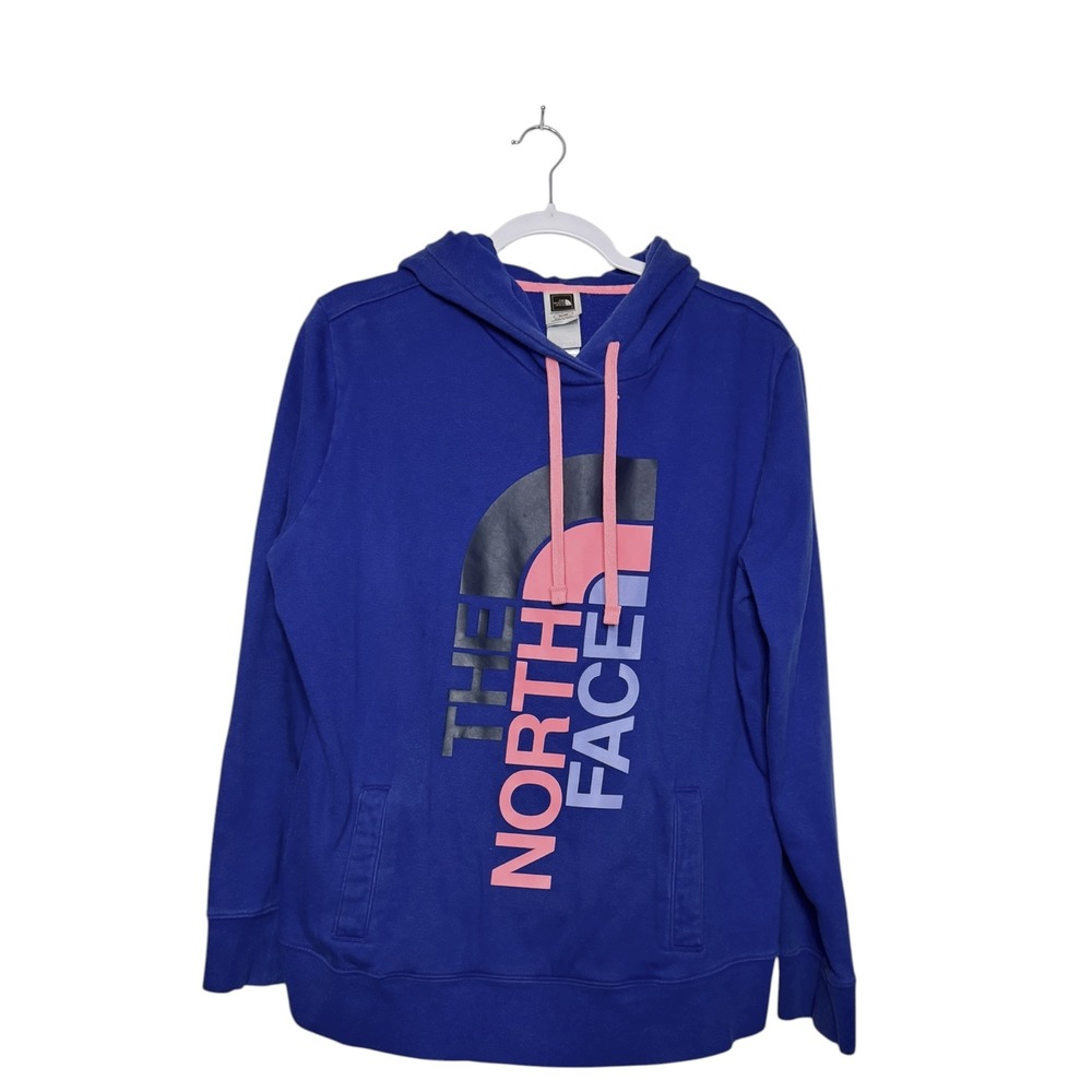 The‎ North Face Blue Womens Graphic Logo Hoodie Pullover XL TG Fleece